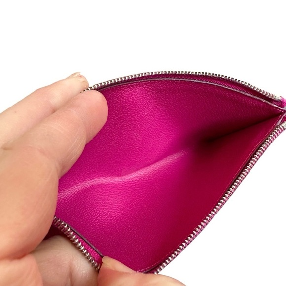 Authentic HERMES Pink Leather Eazip Slim Wallet Passport Holder with Box - Picture 8 of 14
